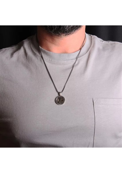 925 Ayar Gümüş Çift Başlı Selcuklu Kartalı Erkek Kolye fiyatları