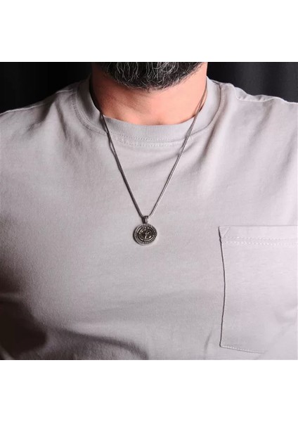 925 Ayar Gümüş Pusula Tasarım Erkek Kolye fiyatları