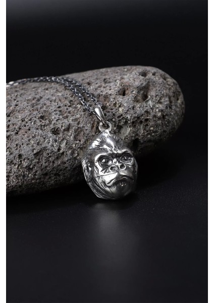 925 Ayar Goril Figürlü Erkek Kolye Silver fırsatları