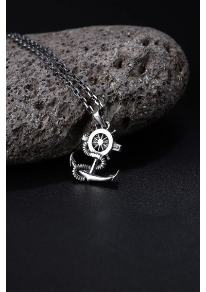 925 Ayar Sarmallı Gemi Çapası Erkek Kolye Silver fiyatları