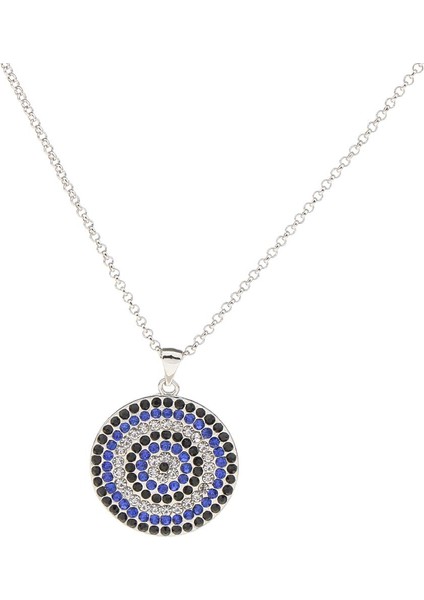 Rhinestone Yuvarlak Disk Kolye Kolye Gümüş Kaplama Gerdanlık Takı 1 (Yurt Dışından)