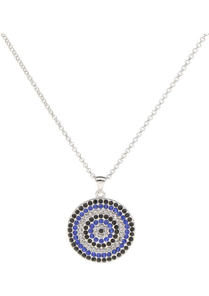 Rhinestone Yuvarlak Disk Kolye Kolye Gümüş Kaplama Gerdanlık Takı 1 (Yurt Dışından)
