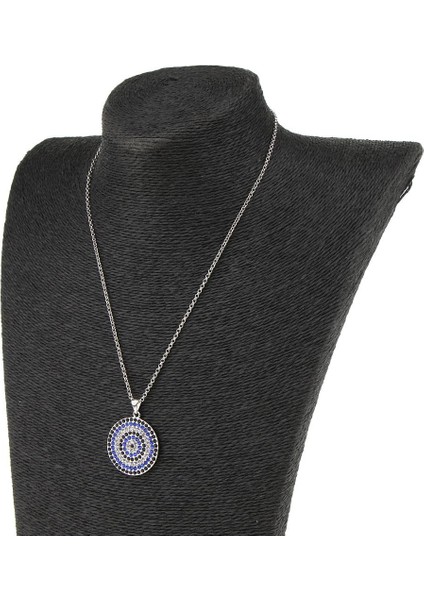 Rhinestone Yuvarlak Disk Kolye Kolye Gümüş Kaplama Gerdanlık Takı 1 (Yurt Dışından)