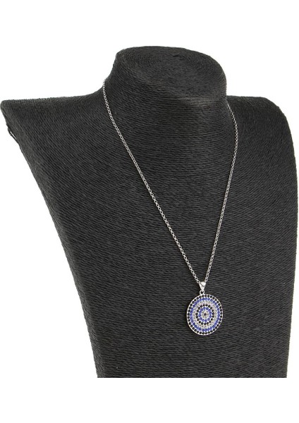 Rhinestone Yuvarlak Disk Kolye Kolye Gümüş Kaplama Gerdanlık Takı 1 (Yurt Dışından)