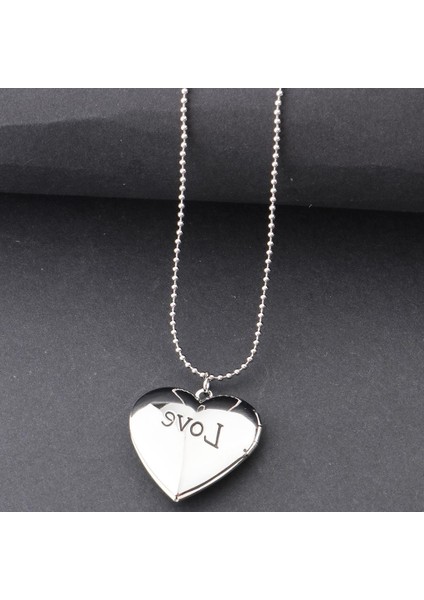 Aşk Kalp Locket Kolye Resim Lockets Doğum Günü Hediyeleri Erkekler Kadınlar Için Gümüş (Yurt Dışından)