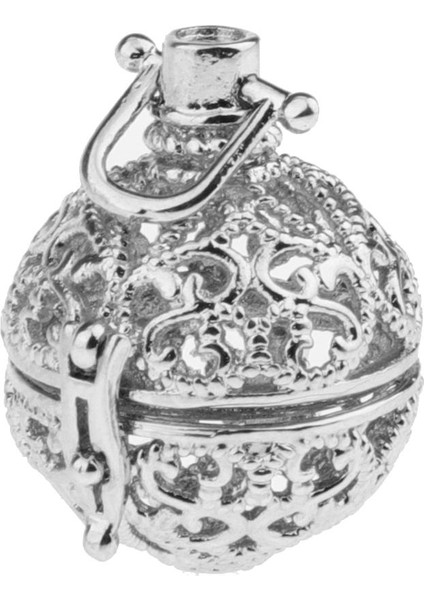 Bakır Telkari Locket Uçucu Yağ Difüzör Parfüm Kolye Charms Takı - Gümüş (Yurt Dışından)