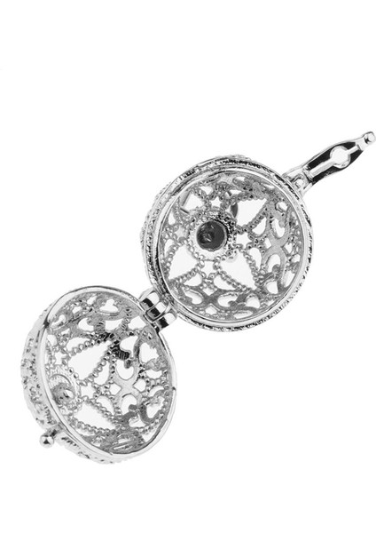 Bakır Telkari Locket Uçucu Yağ Difüzör Parfüm Kolye Charms Takı - Gümüş (Yurt Dışından)