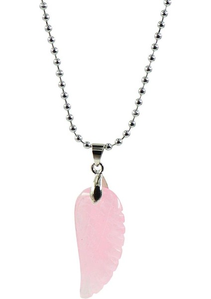 Kazınmış Gemstone Açı Kanat Kolye Kolye Unisex - Gül Kuvars (Yurt Dışından)