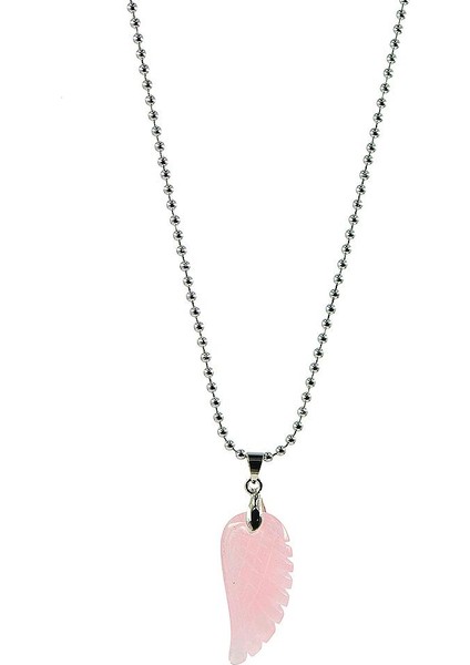 Kazınmış Gemstone Açı Kanat Kolye Kolye Unisex - Gül Kuvars (Yurt Dışından) fiyatları