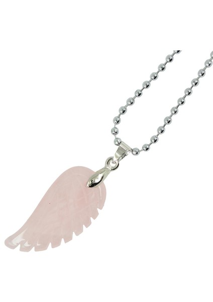 Kazınmış Gemstone Açı Kanat Kolye Kolye Unisex - Gül Kuvars (Yurt Dışından) modelleri