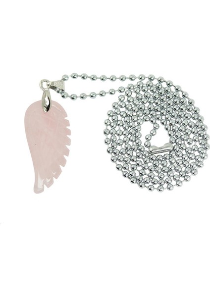 Kazınmış Gemstone Açı Kanat Kolye Kolye Unisex - Gül Kuvars (Yurt Dışından) fırsatları