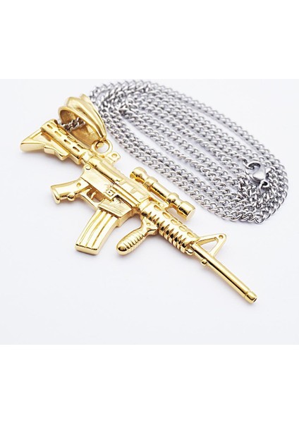 Sahte Tüfek Makinesi Tabancası Kolye Kolye Takı Hediye Cs Çalar M4A1 / Asg / Asg Gold (Yurt Dışından)