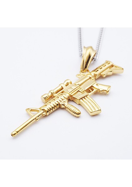 Sahte Tüfek Makinesi Tabancası Kolye Kolye Takı Hediye Cs Çalar M4A1 / Asg / Asg Gold (Yurt Dışından)