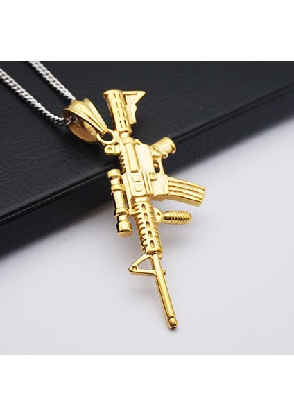 Sahte Tüfek Makinesi Tabancası Kolye Kolye Takı Hediye Cs Çalar M4A1 / Asg / Asg Gold (Yurt Dışından)