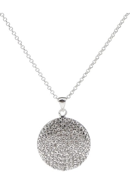 Rhinestone Yuvarlak Disk Kolye Kolye Gümüş Kaplama Gerdanlık Takı 2 (Yurt Dışından)