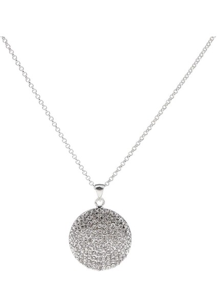 Rhinestone Yuvarlak Disk Kolye Kolye Gümüş Kaplama Gerdanlık Takı 2 (Yurt Dışından)