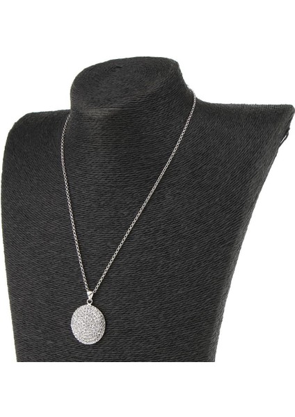 Rhinestone Yuvarlak Disk Kolye Kolye Gümüş Kaplama Gerdanlık Takı 2 (Yurt Dışından)