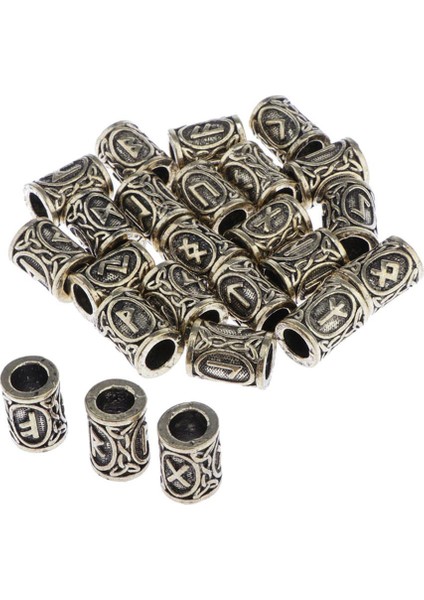 Nortalya / Viking Rune Sakal Boncuk 24 Set Charm Boncuk - Sakallar, Saç, Takı Bronz (Yurt Dışından)