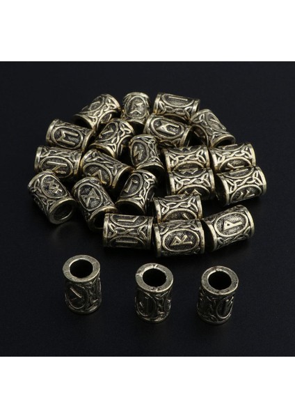 Nortalya / Viking Rune Sakal Boncuk 24 Set Charm Boncuk - Sakallar, Saç, Takı Bronz (Yurt Dışından)