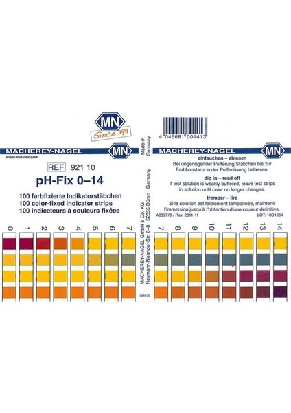 Ph Indikatörü - 0,0 - 14,0 Ph - M&n