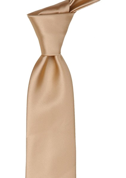 Mendilli Düz Saten Gold Kravat 1119