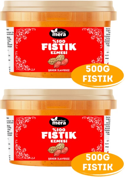 %100 Saf Şeker Ilavesiz Fıstık Ezmesi 1000 G ( 500 G x 2 Adet )