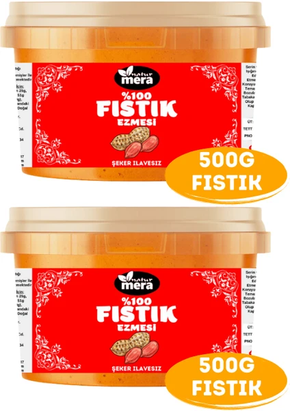 %100 Saf Şeker Ilavesiz Fıstık Ezmesi 1000 G ( 500 G x 2 Adet )