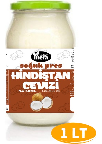 Saf Soğuk Pres Hindistan Cevizi Yağı 1 Lt