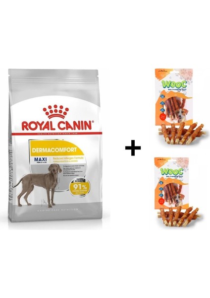 Maxi Dermacomfort Yetişkin Köpek Maması 12 kg + 2 Adet Wooc Ödül 80 gr