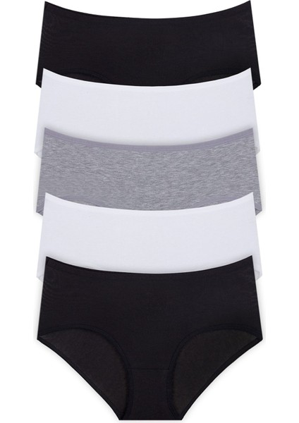 5li Kadın Büyük Beden Yüksek Bel Külot Pamuklu Battal Ince Lastik