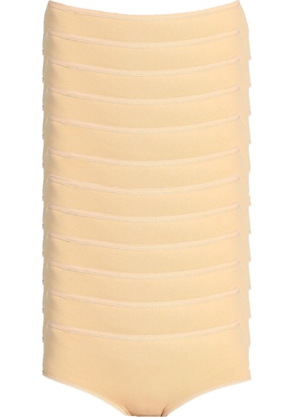 12LI Kadın Likralı Bato Külot Yüksekbel Pamuklu Rahat Yumuşak