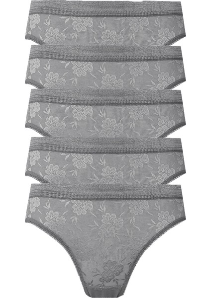 5li Kadın Dantelli Bikini Külot Pamuklu Arkası Düz