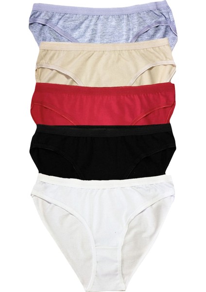 5li Kadın Penye Bikini Külot Rengarenk Pamuklu