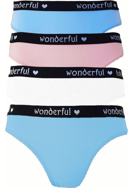 4lü Kadın Yazılı Pamuklu Bikini Külot Renkli Spor Iç Çamaşırı fiyatları