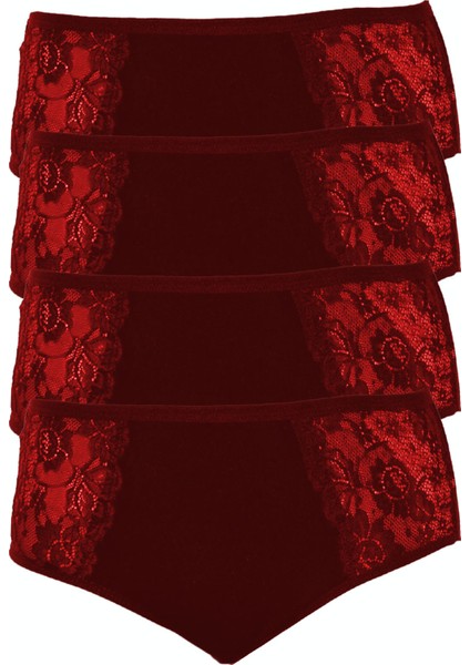 4lü Kadın Yanları Dantelli Bato Yüksekbel Külot Büyük Beden