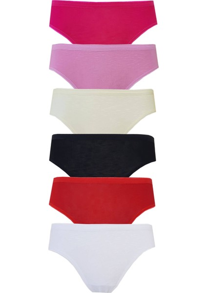 6lı Kadın Bikini Külot Pamuklu Renkli Iç Çamaşırı Nefes Alan Doku