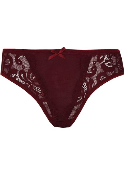 Kadın Dantel Detaylı Özel Doku Bikini Külot Viskon Rahat