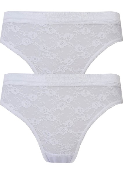 2li Kadın Önü Dantelli Bikini Parlak Lastik Ekonomik Yumuşak