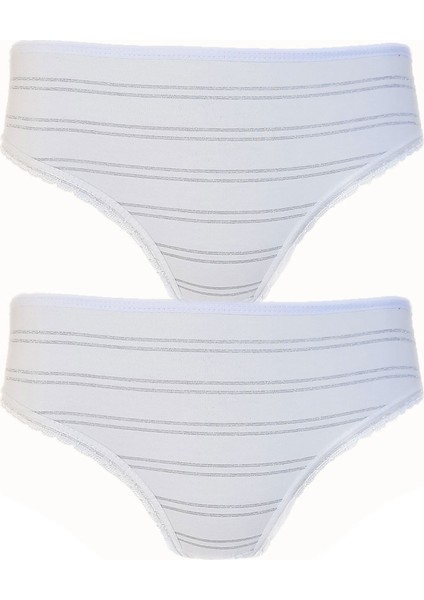 2li Kadın Sim Çizgili Bikini Yüksek Bel Ince Lastik Ekonomik