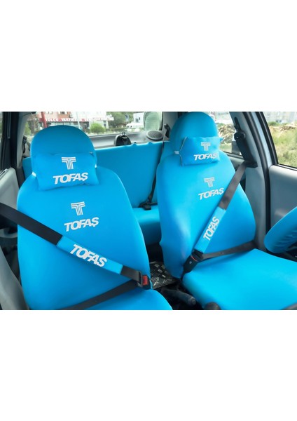 Logolu 12 Parça Oto Koltuk Penye Kılıf Seti ( Ön Arka Kılıf Set+2 Boyun Yastık+2 Kemer Kılıf+Emoji Yastık+2 Koku)