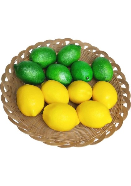 12 Yapay Sarı+Yeşil Limon 2.9"x 2" (Yurt Dışından)