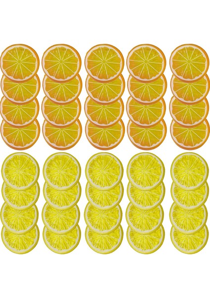 40 Adet Simüle Limon Dilimleri Plastik Yapay Meyve Sarı ve Turuncu (Yurt Dışından)
