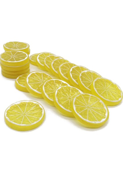 40 Adet Simülasyon Limon Dilimi Plastik Yapay Meyve Mini Modeli Sarı (Yurt Dışından)