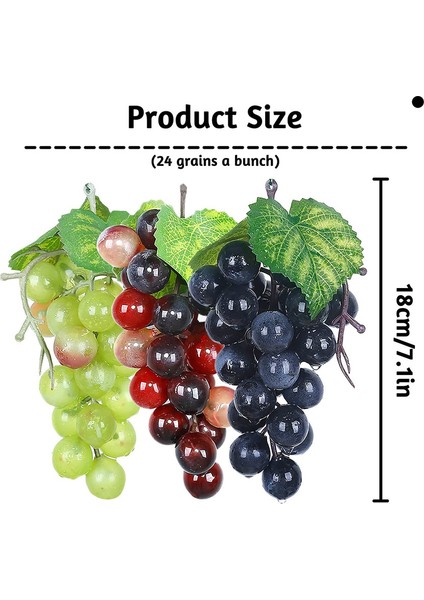 3 Yapay Üzüm Simülasyon Plastik Üzüm Torbası 24 Üzüm/set Siyah Yeşil Akik (Yurt Dışından) fiyatları