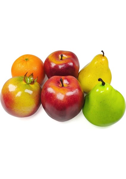 6 Adet Yapay Meyveler Dekoratif Için Yapay Meyveler Gerçekçi Ekran Meyve Seti Sahte Yapay Meyve (Yurt Dışından)