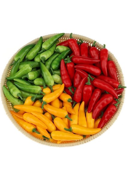 60 Adet Yapay Mını Biber Biber Yapay Sebze Modeli Gıda Oyuncak Ev Mutfak Partisi Noel Dekorasyonu Için Kırmızı Yeşil Sarı (Yurt Dışından)