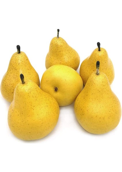 6 Adet Yapay Armut Yapay Meyve Modeli Ev Mutfak Parti Dekorasyon Sarı Armut (Yurt Dışından)