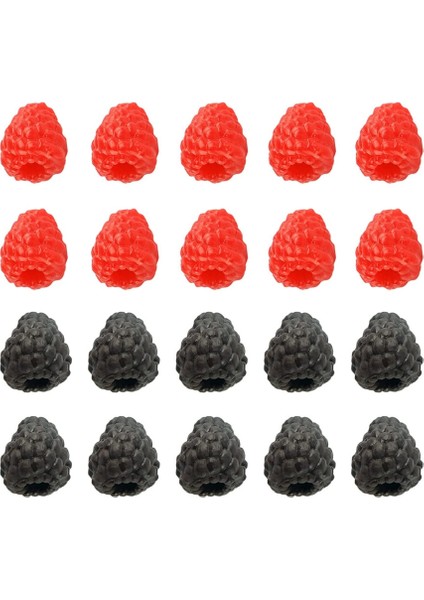 20 Yapay Ahududu Meyvesi Kırmızı+Siyah (Yurt Dışından)