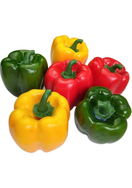 6 Yapay Tatlı Biber Vejetaryen Renkli Tatlı Biber Kırmızı Yeşil Sarı Tatlı Biber Renk Başına 2 Adet (Yurt Dışından)