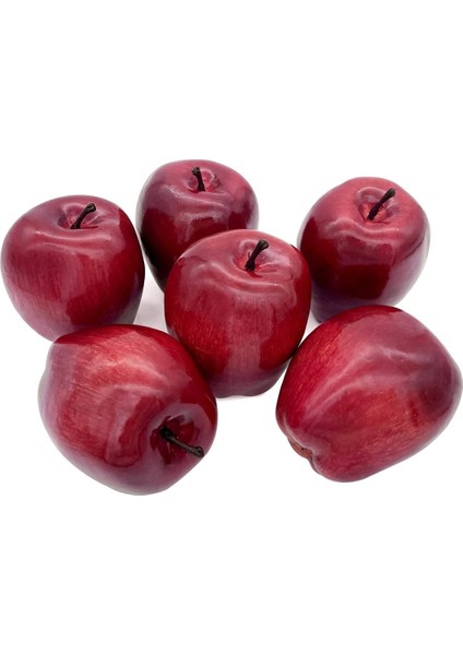 6 Adet Yapay Meyve Dekorasyon Için Kırmızı Lezzetli Elma Yılan Meyve Sahte Büyük Kırmızı Elma (Yurt Dışından)